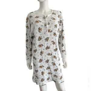 The Disney Catalog Vintage 90s Waffle Knit Winnie‎ The Pooh Pajama Night Shirt